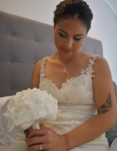 bride on bed portrait